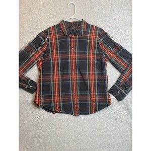 J Crew Shirt Womens Size 16 Black Red Plaid Button Up Blouse Top Lg Sleeve Slim